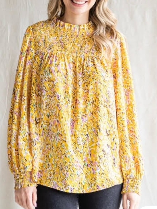 JODIFL Tops - Yellow Floral Smocked Women’s Skirt Jodifl. Small